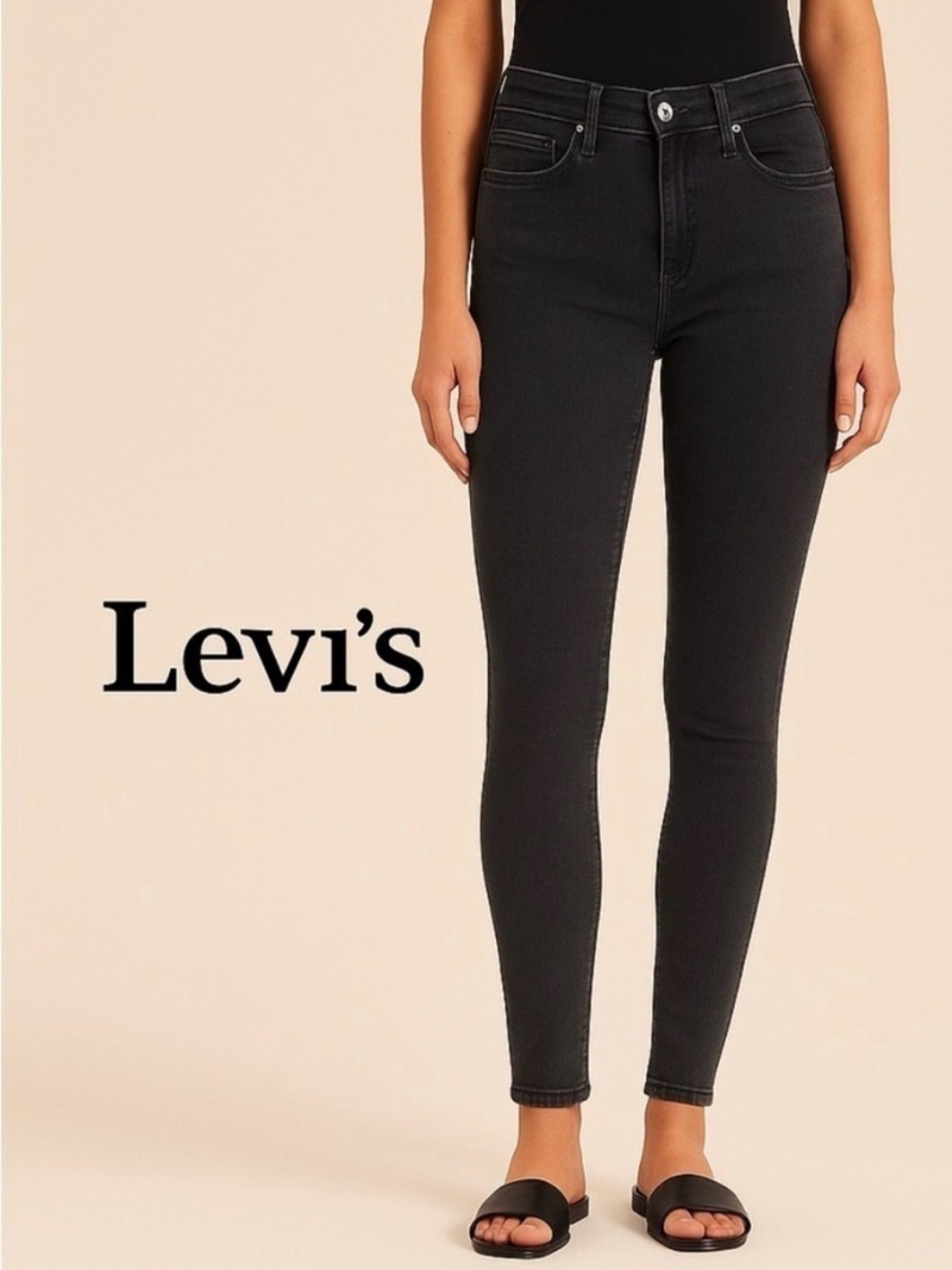 Levi's Women's High Rise Dark Charcoal Blue Jeans W29 L32 Jeans 4 Boots